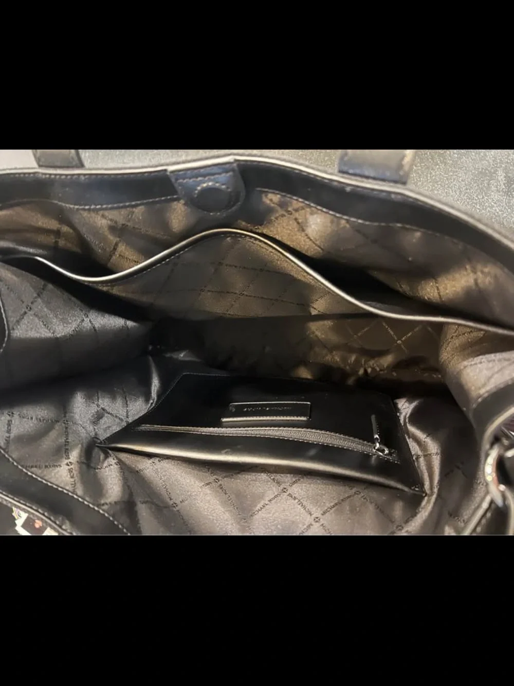 Michael Kors Black Tote with White Logo and Strap